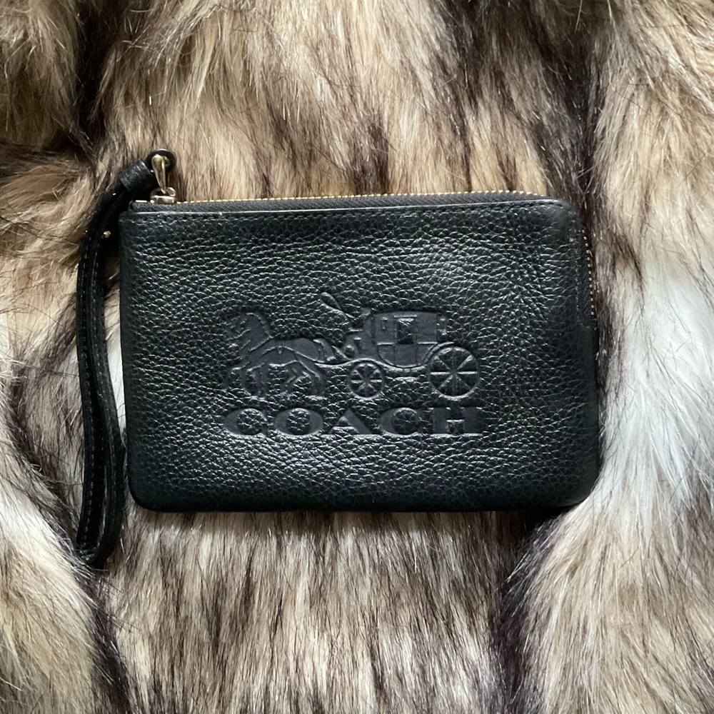 Coach Black Leather Wristlet